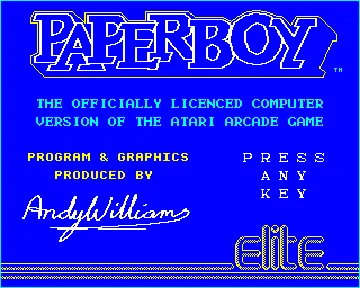 Paperboy (1987)(Elite)[PAPERBY] screen shot title